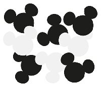 Mickey and Minnie Mouse Shaped Black and White Party Confetti