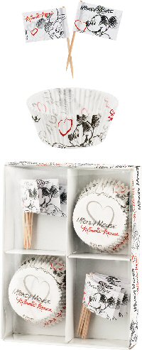 Mickey Mouse Black and White Party Cup Cake Cases and Picks