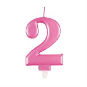 Bright Pink Number 2 Candle