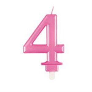 Bright Pink Number 4 Candle