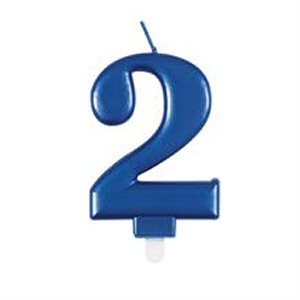 Bright Blue Number 2 Candle