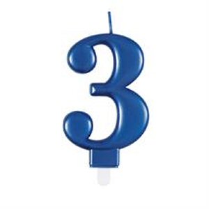 Bright Blue Number 3 Candle