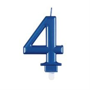 Bright Blue Number 4 Candle