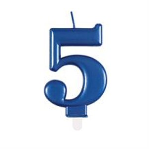 Bright Blue Number 5 Candle