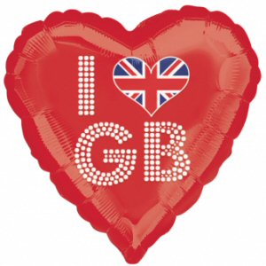 I Love GB Red Heart Foil Balloon I Love GB Red Heart Foil Balloon