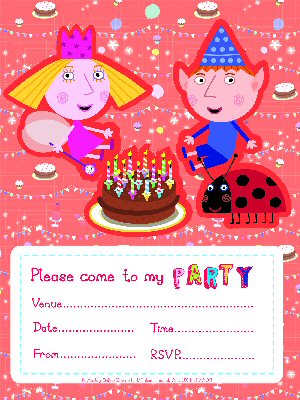 Ben and Holly Party Invitation Pad Ben and Holly Party Invitation Pad