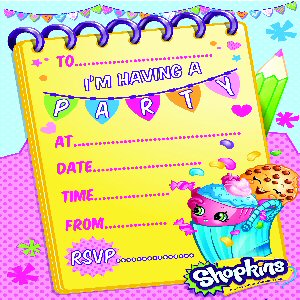 Shopkins Party Invitations with Envelopes