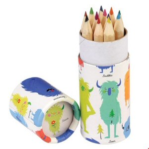 Set of 12 coloured pencils in a Monsters of the World tube Set of 12 coloured pencils in a Monsters of the World tube