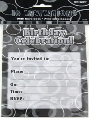 Glitz Black Party Invitations with Envelopes