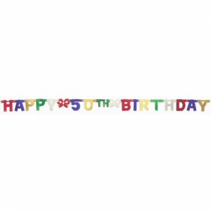 Happy Birthday letter banner age 50