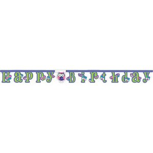 Owl Party Happy Birthday Banner