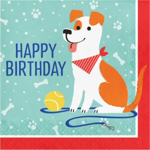 Dog Party Happy Birthday Lunch Napkins