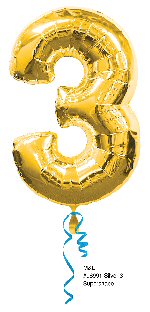Yellow Gold Number Shaped Foil Balloons