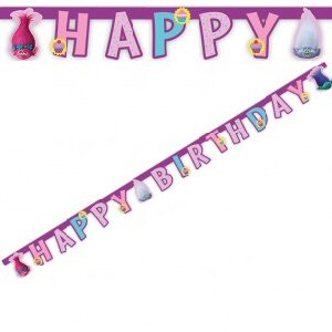 Trolls Party Happy Birthday Banner