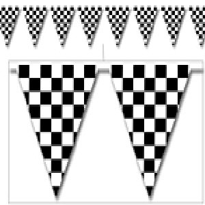 Chequered Flag Black and White Flag Bunting Chequered Flag Black and White Flag Bunting