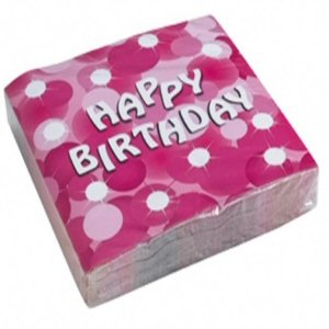 Pink Happy Birthday Paper Party Napkins by Riethmuller