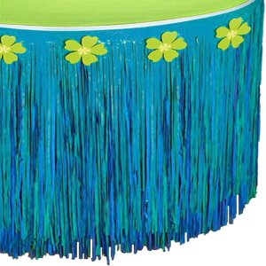 Hawaiian Luau Party Blue Tableskirt Hawaiian Luau Party Blue Tableskirt