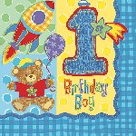 Hugs and Stitches First Birthday Boy Napkins