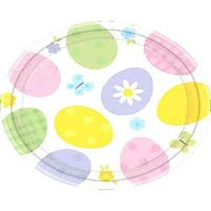 Easter Eggstravaganza round paper party plates Easter Eggstravaganza round paper party plates