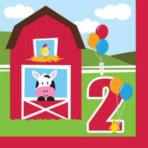 Farmhouse Fun 2nd Birthday Lunch Napkins