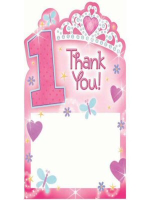 1st Birthday Princess Thank You Cards