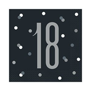 Black Glitz 18th Birthday Lunch Napkins