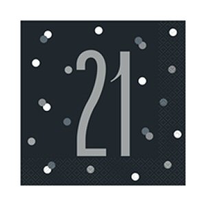 Black Glitz 21st Birthday Lunch Napkins