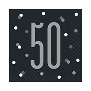 Black Glitz 50th Birthday Lunch Napkins