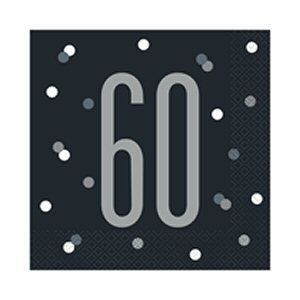 Black Glitz 60th Birthday Lunch Napkins