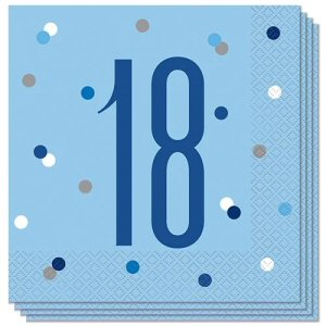 Blue Glitz 18th Birthday Lunch Napkins