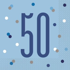 Blue Glitz 50th Birthday Lunch Napkins