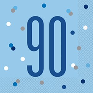 Blue Glitz 90th Birthday Lunch Napkins