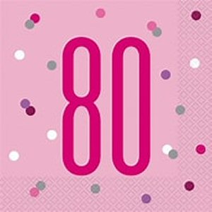 Pink 80th Party Napkins Pink 80th Party Napkins