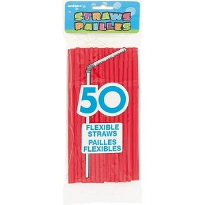 Red flexible straws