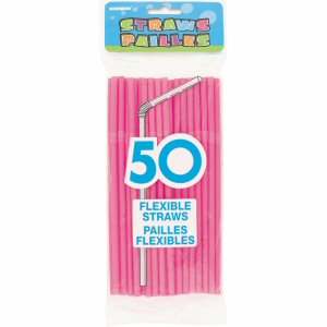 Pink flexible straws