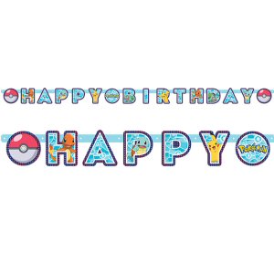 Pokemon Party Happy Birthday Letter Banner
