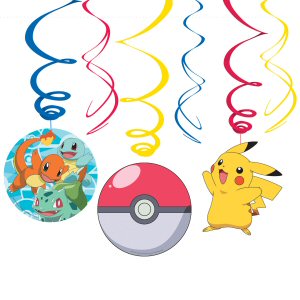 Pokemon Party Hanging Swirl Decorations