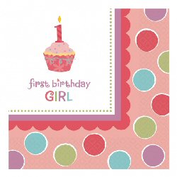 Sweet Little Cupcake 1st Birthday Girl Party Napkins