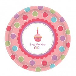 Sweet Little Cupcake 1st Birthday Girl Party Plates