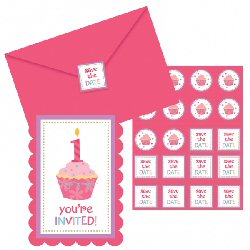 Sweet Little Cupcake 1st Birthday Girl Party Invitations
