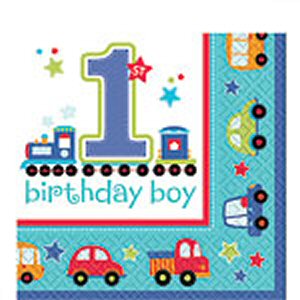 All Aboard 1st Birthday Paper Napkins