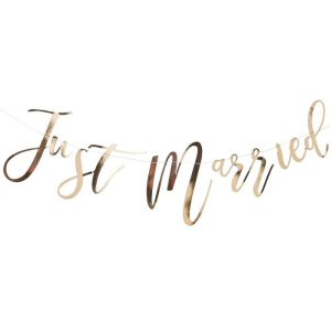 Rose Gold Just Married Bunting Garland