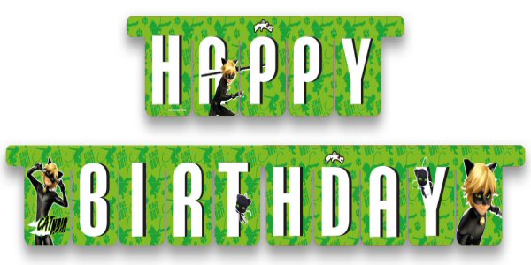 Cat Noir Party Happy Birthday Banner