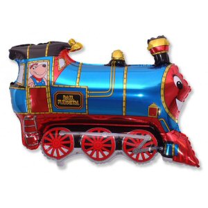 All Aboard Lil Train party foil balloon
