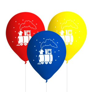 All Aboard Lil Train party balloons