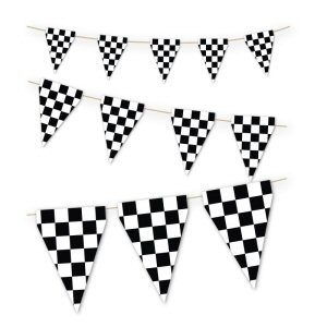 Black and White Check Pennant Banner Bunting