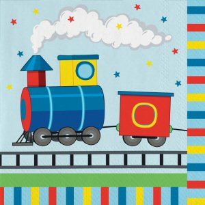 All Aboard Lil Train paper party napkins
