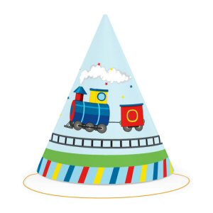 All Aboard Lil Train party cone hats
