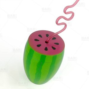 Watermelon Plastic Cup with Straw