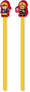 Fireman Pencil with Eraser Topper
